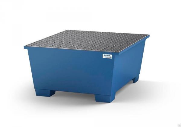 Сточный поддон объемом 1100 л из стали под 1 еврокуб с площадкой для расфасовки